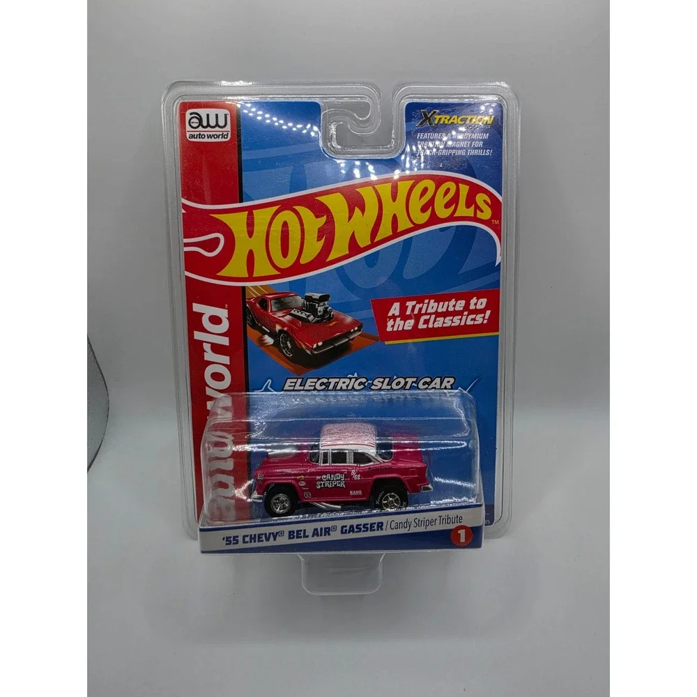 Auto World Hot Wheels 55 Chevy Bel Air Gasser Candy Striper Slot Car